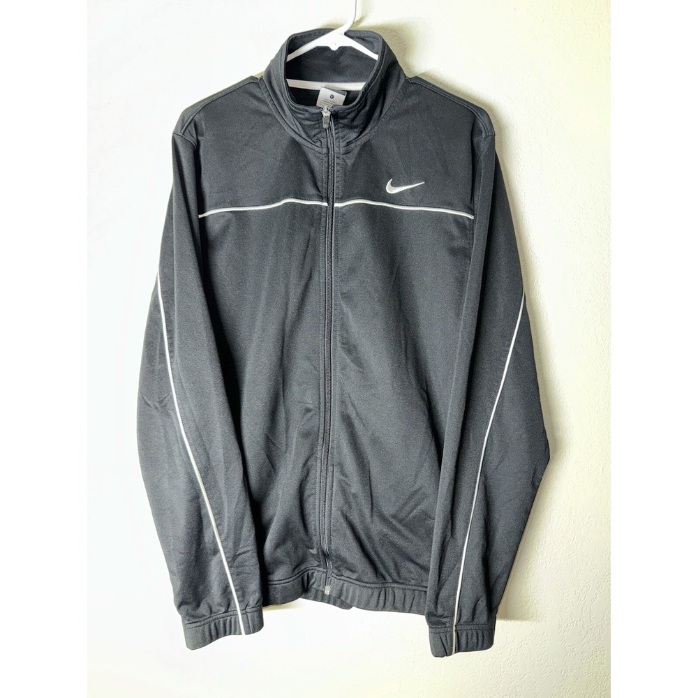 Nike Air Dri Fit Track Jacket Mens sz L Black White Warm Up Basketball